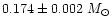 $0.174 \pm 0.002~M_\odot$