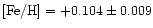 $[{\rm Fe/H}] = +0.104 \pm 0.009$