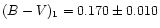 $(B-V)_1 = 0.170 \pm 0.010$