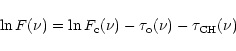 \begin{displaymath}\ln F(\nu) = \ln F_{\rm c}(\nu) - \tau_{\rm o}(\nu) - \tau_{\rm CH}(\nu)
\end{displaymath}