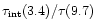 $\tau_{\rm int}(3.4)/\tau(9.7)$