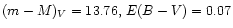 $(m-M)_V=13.76, \,
E(B-V)=0.07$
