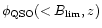 $\phi_{\rm QSO}(<B_{\rm lim},z)$