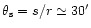 $\theta_{\rm s} = s/r \simeq 30'$