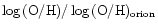 $\log{({\rm O/H})}/\log{({\rm O/H})_{\rm orion}}$