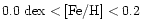 $0.0~{\rm dex} < {\rm [Fe/H]}< 0.2$