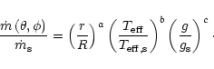 \begin{displaymath}
\frac{\dot m\left(\theta,\phi\right)}{\dot m_{\rm s}} =
\lef...
..._{\rm eff,s}}\right)^b
\left(\frac{g}{g_{\rm s}}\right)^c\cdot
\end{displaymath}