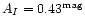 $A_{I}=0.43^{\rm mag}$