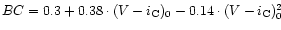 $BC = 0.3 + 0.38\cdot(V-i_{\rm C})_0 -0.14\cdot(V-i_{\rm C})_0^2$