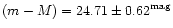 $(m-M)=24.71\pm 0.62^{\rm mag}$