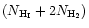 \( (N_{\rm H_{I}} +2N_{\rm H_{2}}) \)
