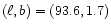 $ (\ell ,b)=(93.6,1.7) $