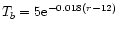 \( T_{b}=5{\rm e}^{-0.018(r-12)} \)