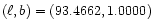 \( (\ell ,b) = (93.4662,1.0000) \)