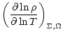 $\displaystyle \left(\frac{\partial \ln \rho }{\partial \ln
T}\right)_{\Sigma,\Omega}$