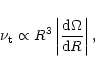 \begin{displaymath}\nu_ {\rm t} \propto R^3 \left\vert\frac{{\rm d}\Omega}{{\rm d}R}\right\vert,
\end{displaymath}