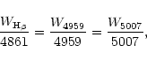 \begin{displaymath}{W_{{\rm H}_\beta} \over{4861}}={W_{4959} \over{4959}} = {W_{5007} \over
{5007}},
\end{displaymath}
