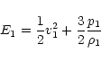 \begin{displaymath}%
E_{1} = \frac{1}{2}v_{1}^{2} + \frac{3}{2}\frac{p_{1}}{\rho_{1}}
\end{displaymath}