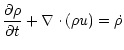 $\displaystyle \frac{\partial \rho}{\partial t} + \nabla \cdot (\rho u) = \dot{\rho}$