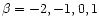 $\beta = -2,-1,0,1$