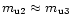$m_{\rm u2}\approx m_{\rm u3}$