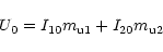 \begin{displaymath}{U_0}={{I_{10}}{m_{\rm u1}}+{I_{20}}{m_{\rm u2}}}
\end{displaymath}