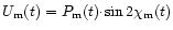 ${{U_{\rm m}}(t)}={{P_{\rm m}}(t){\cdot}{\sin}\,{2{{\chi}_{\rm m}}(t)}}$