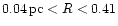 $0.04\,{\rm pc} < R < 0.41$