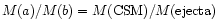 $M(a)/M(b)= M({\rm CSM})/M({\rm ejecta})$