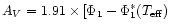 $A_{V} = 1.91\times[\Phi_1-\Phi^*_1(T_{\rm eff})$