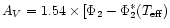 $A_{V} = 1.54\times[\Phi_2-\Phi^*_2(T_{\rm eff})$