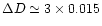 $\Delta D \simeq 3\times0.015$