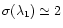 $\sigma(\lambda_1) \simeq 2$