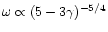 $\omega\propto (5-3\gamma)^{-5/4}$