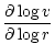 $\displaystyle {\partial\log v\over\partial\log r}$