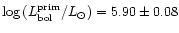 $\log{(L^{\rm prim}_{\rm
bol}/L_{\odot})} = 5.90 \pm 0.08$