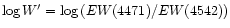 $\log{W'} = \log{(EW(4471)/EW(4542))}$