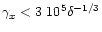 $\gamma_x< 3~10^5\delta^{-1/3}$