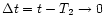 $\Delta t = t - T_2 \rightarrow 0$