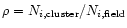$\rho =N_{i,{\rm cluster}}/N_{i,{\rm field}}$