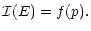 $\displaystyle {\cal I}(E) = f(p).$