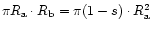 $\pi R_{\rm a}\cdot R_{\rm b} = \pi (1-s)\cdot R_{\rm a}^2$