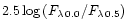 $2.5{\,\log{(F_{\lambda\,0.0}/F_{\lambda\,0.5})}}$