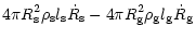 $\displaystyle 4\pi R_{\rm {s}}^2 \rho_{\rm {s}} l_{\rm {s}}\dot R_{\rm {s}} -
4\pi R_{\rm {g}}^2 \rho_{\rm {g}} l_{\rm {g}}\dot R_{\rm {g}}$