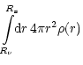 $\displaystyle \int\limits_{R_{\nu}}^{R_{\rm {s}}}\!\!{\rm {d}}r\,4\pi r^2\rho(r)$