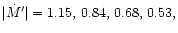 $\vert\dot M'\vert =
1.15,\,0.84,\,0.68,\,0.53,$