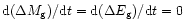 ${\rm {d}}(\Delta M_{\rm {g}})/{\rm {d}}t =
{\rm {d}}(\Delta E_{\rm {g}})/{\rm {d}}t = 0$