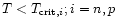 $T<T_{{\rm crit},i}; i=n,p$