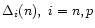 $\Delta_i (n), ~i= n,p$