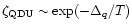 $\zeta_{\rm QDU} \sim \mbox{exp}(-\Delta_q /T)$